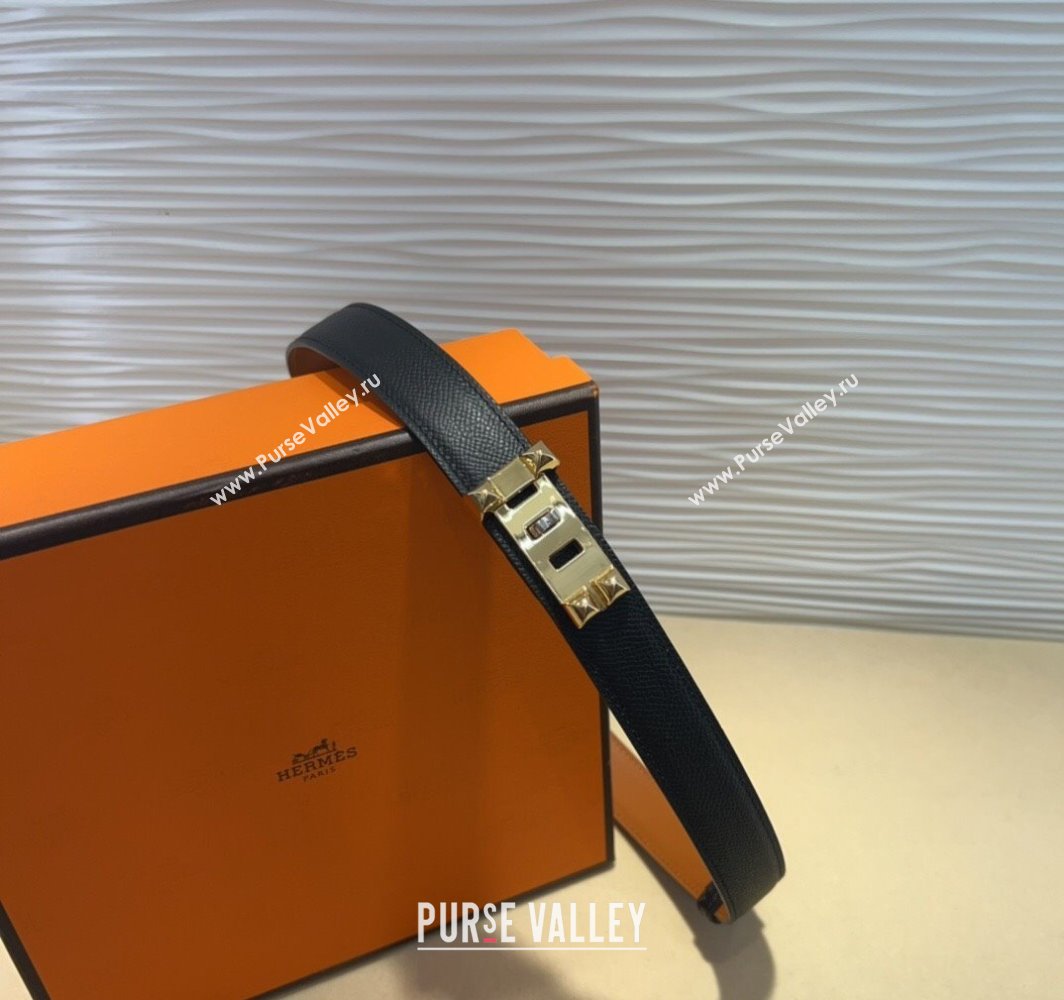 Hermes Collier de Chien Belt 2.5cm in Madame Calfskin with Gold Hardware Black 2025 0314 (99-250314086)