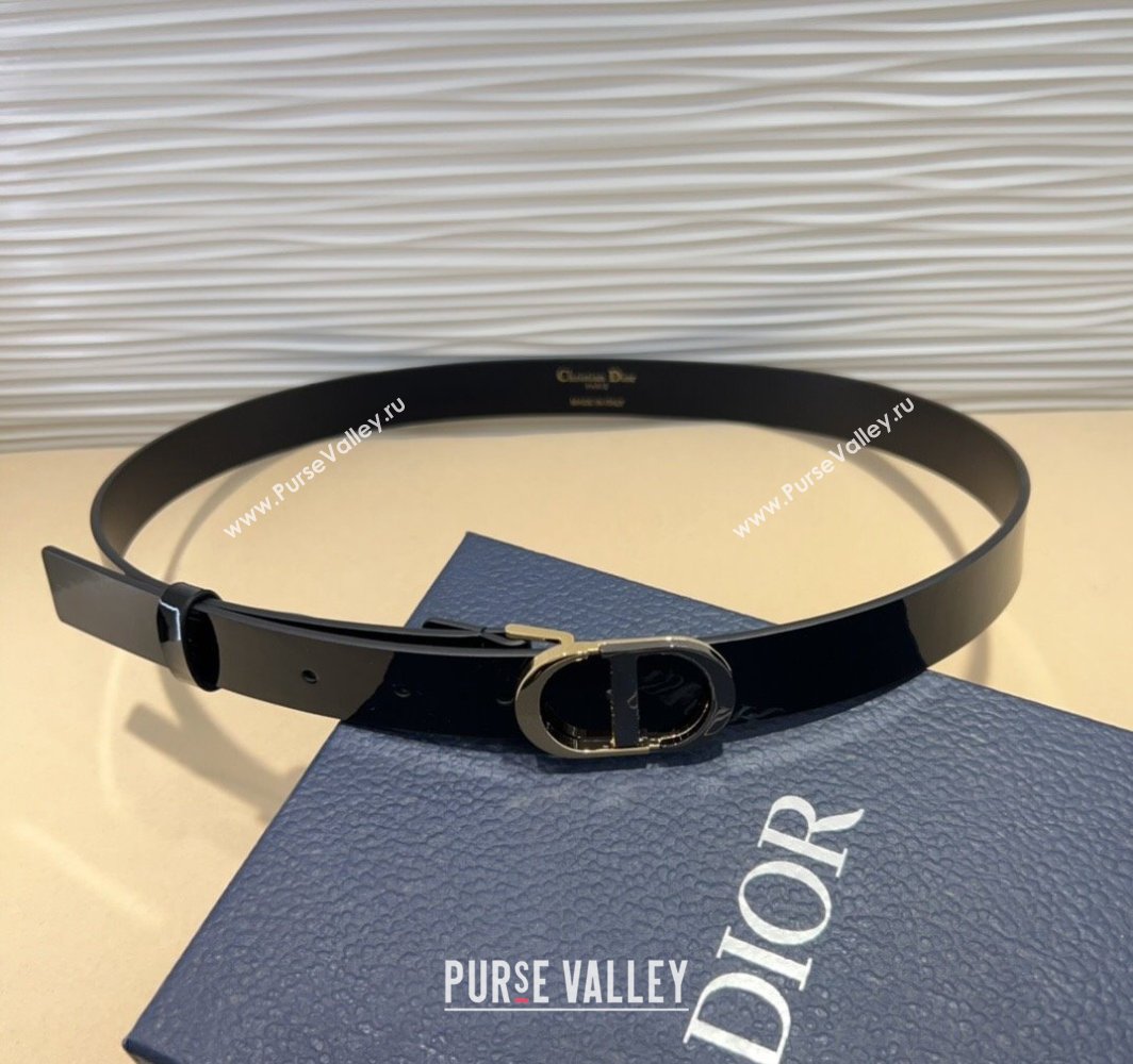 Dior Patent Calfskin Belt 2.5cm with CD Buckle Black 2025 0317 (99-250317019)
