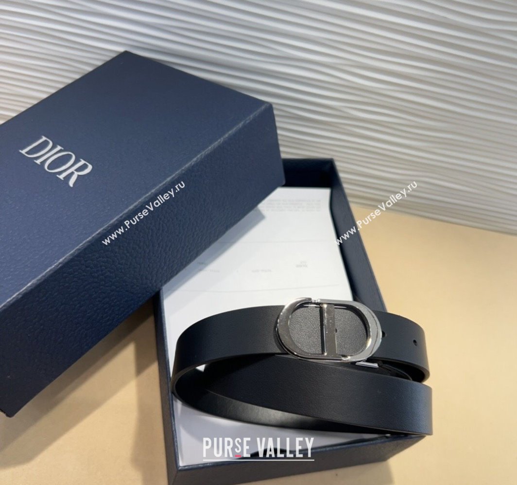 Dior Smooth Calfskin Belt 2.5cm with CD Buckle Black 2025 0317 (99-250317021)