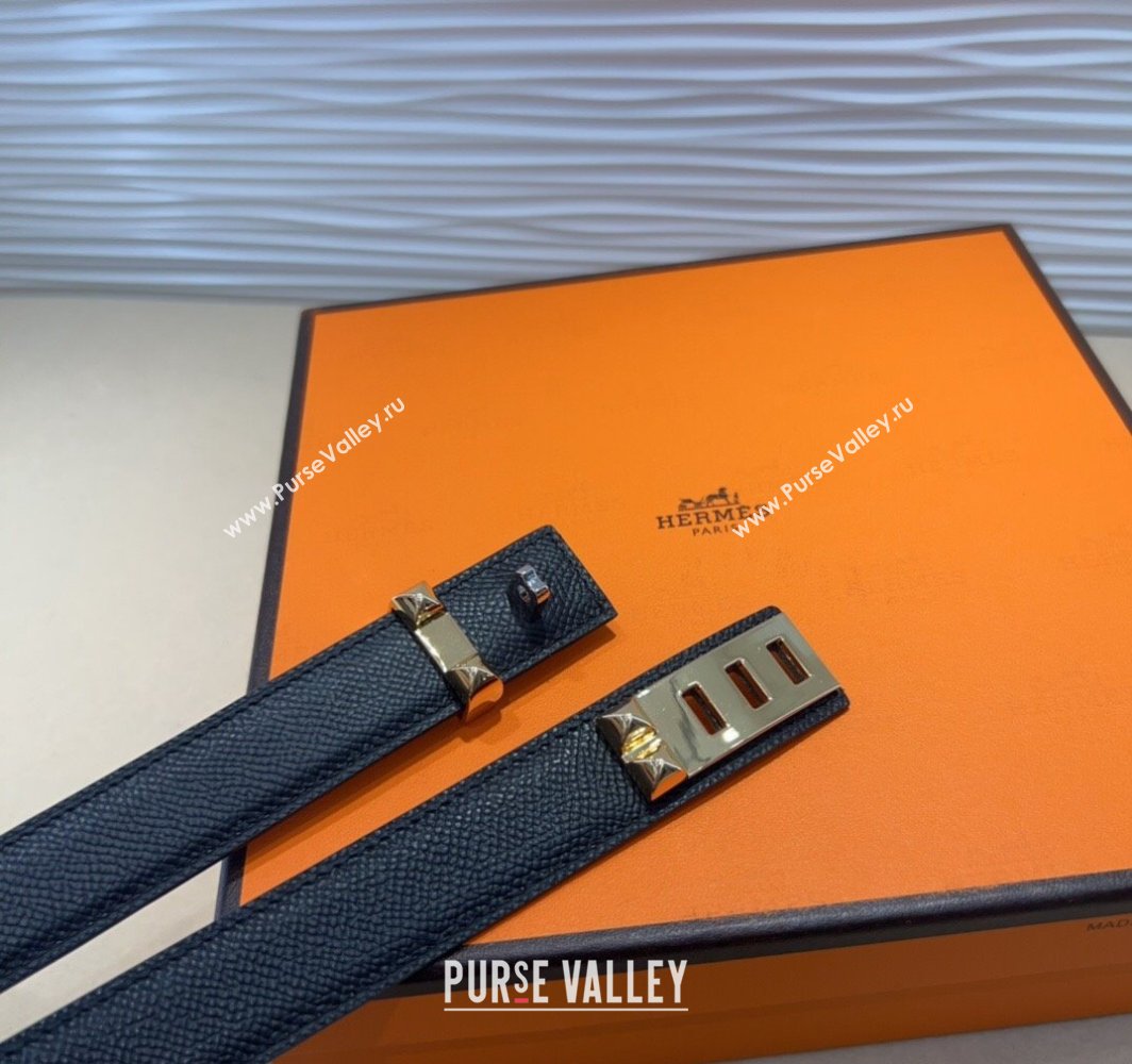 Hermes Collier de Chien Belt 2.5cm in Madame Calfskin with Gold Hardware Black 2025 0314 (99-250314086)