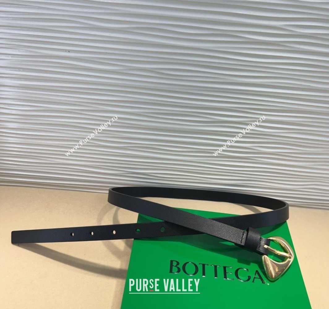 Bottega Veneta Womens Soft Calfskin Belt 1.5cm with Triangle Buckle Black 2025 0315 (99-250315089)