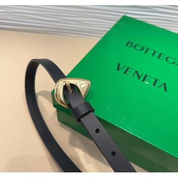 Bottega Veneta Womens Soft Calfskin Belt 1.5cm with Triangle Buckle Black 2025 0315 (99-250315089)