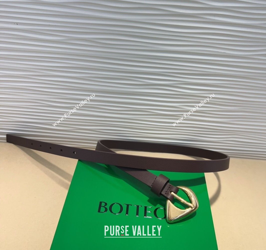 Bottega Veneta Womens Soft Calfskin Belt 1.5cm with Triangle Buckle Dark Brown 2025 0315 (99-250315091)