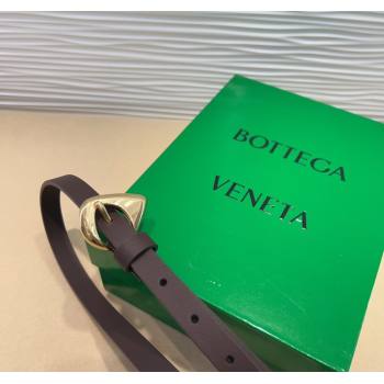 Bottega Veneta Womens Soft Calfskin Belt 1.5cm with Triangle Buckle Dark Brown 2025 0315 (99-250315091)