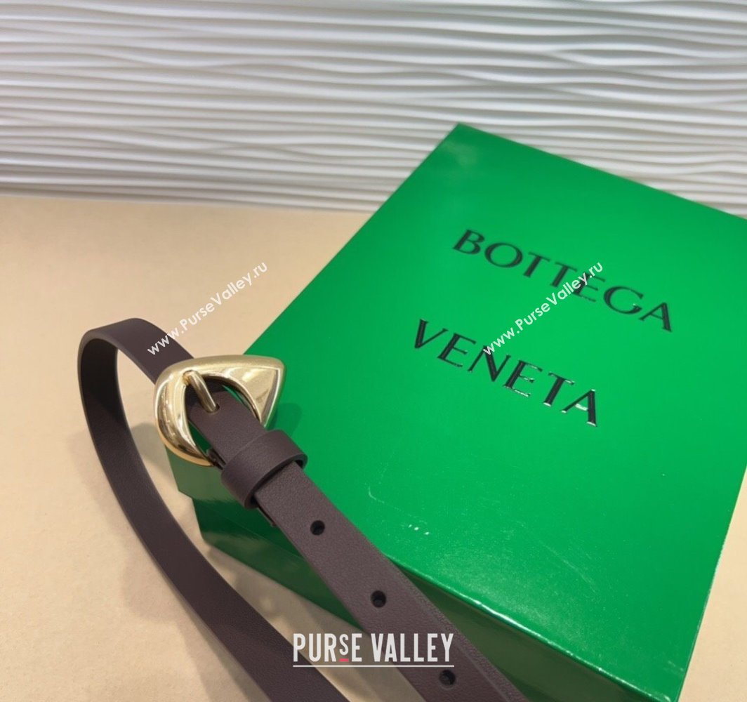 Bottega Veneta Womens Soft Calfskin Belt 1.5cm with Triangle Buckle Dark Brown 2025 0315 (99-250315091)