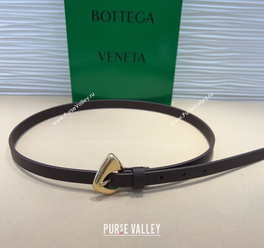 Bottega Veneta Womens Soft Calfskin Belt 1.5cm with Triangle Buckle Dark Brown 2025 0315 (99-250315091)
