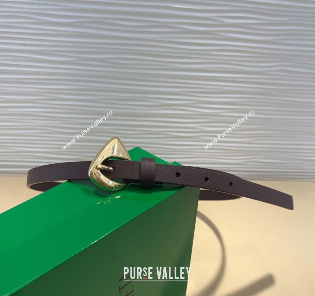 Bottega Veneta Womens Soft Calfskin Belt 1.5cm with Triangle Buckle Dark Brown 2025 0315 (99-250315091)