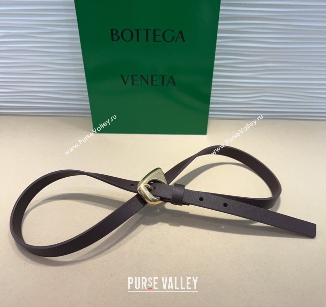 Bottega Veneta Womens Soft Calfskin Belt 1.5cm with Triangle Buckle Dark Brown 2025 0315 (99-250315091)