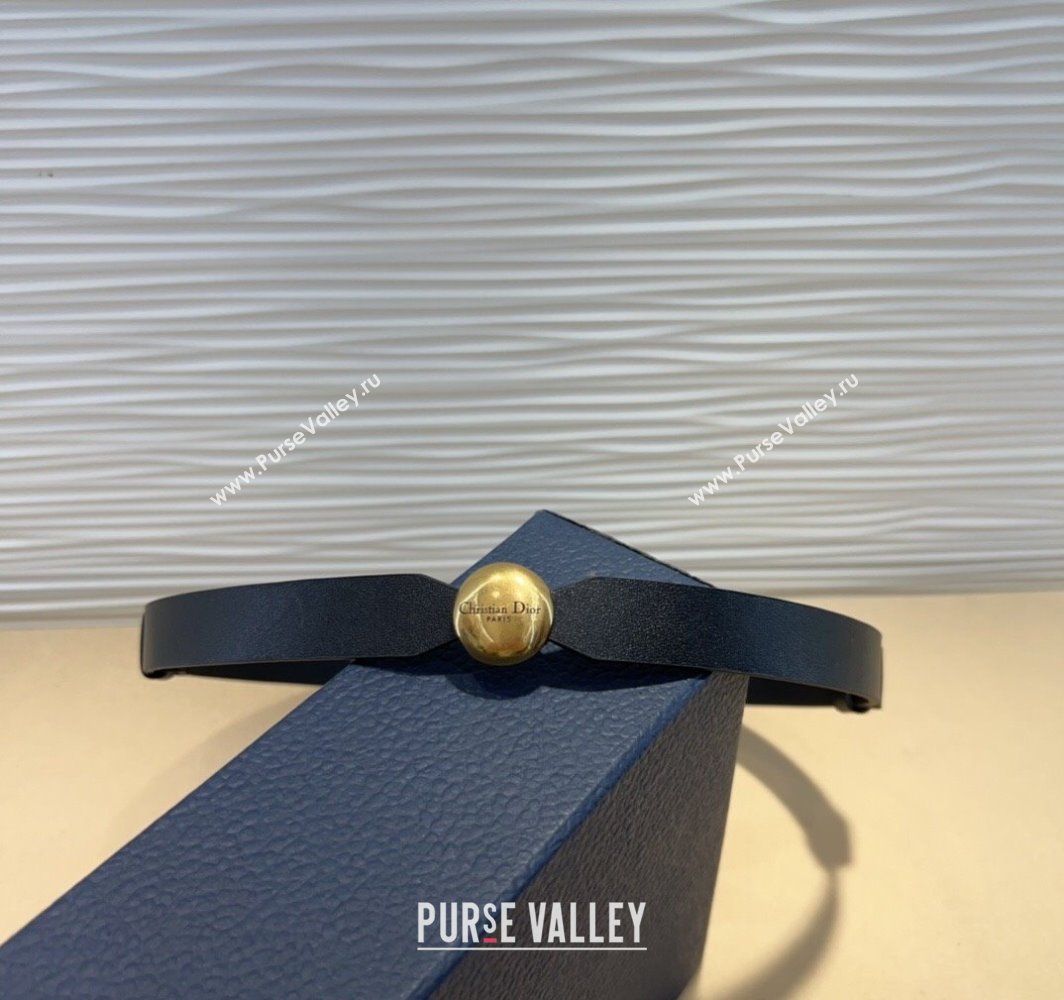 Dior Black Calfskin Belt 1.5cm with Round Aged Gold Buckle 2025 0317 (99-250317022)