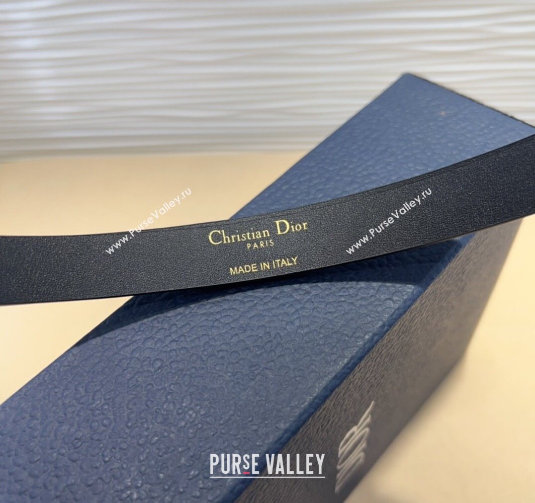 Dior Black Calfskin Belt 1.5cm with Round Aged Gold Buckle 2025 0317 (99-250317022)