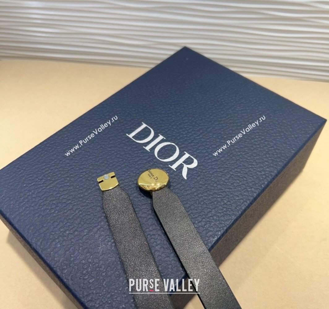 Dior Black Calfskin Belt 1.5cm with Round Shiny Gold Buckle 2025 0317 (99-250317023)