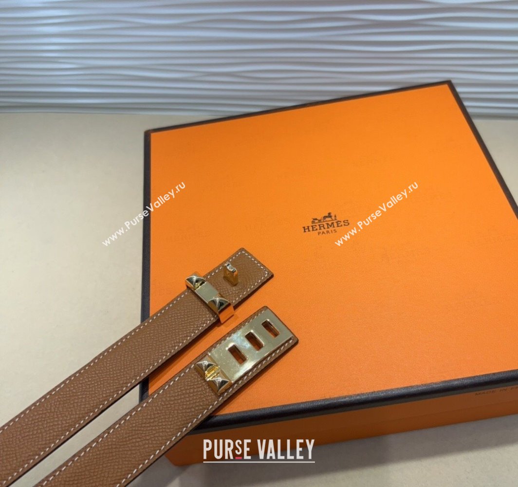 Hermes Collier de Chien Belt 2.5cm in Madame Calfskin with Gold Hardware Brown 2025 0314 (99-250314087)