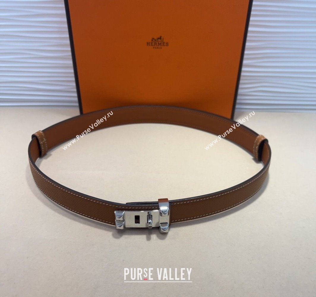 Hermes Collier de Chien Belt 2.5cm in Madame Calfskin with Silver Hardware Brown 2025 0314 (99-250314088)