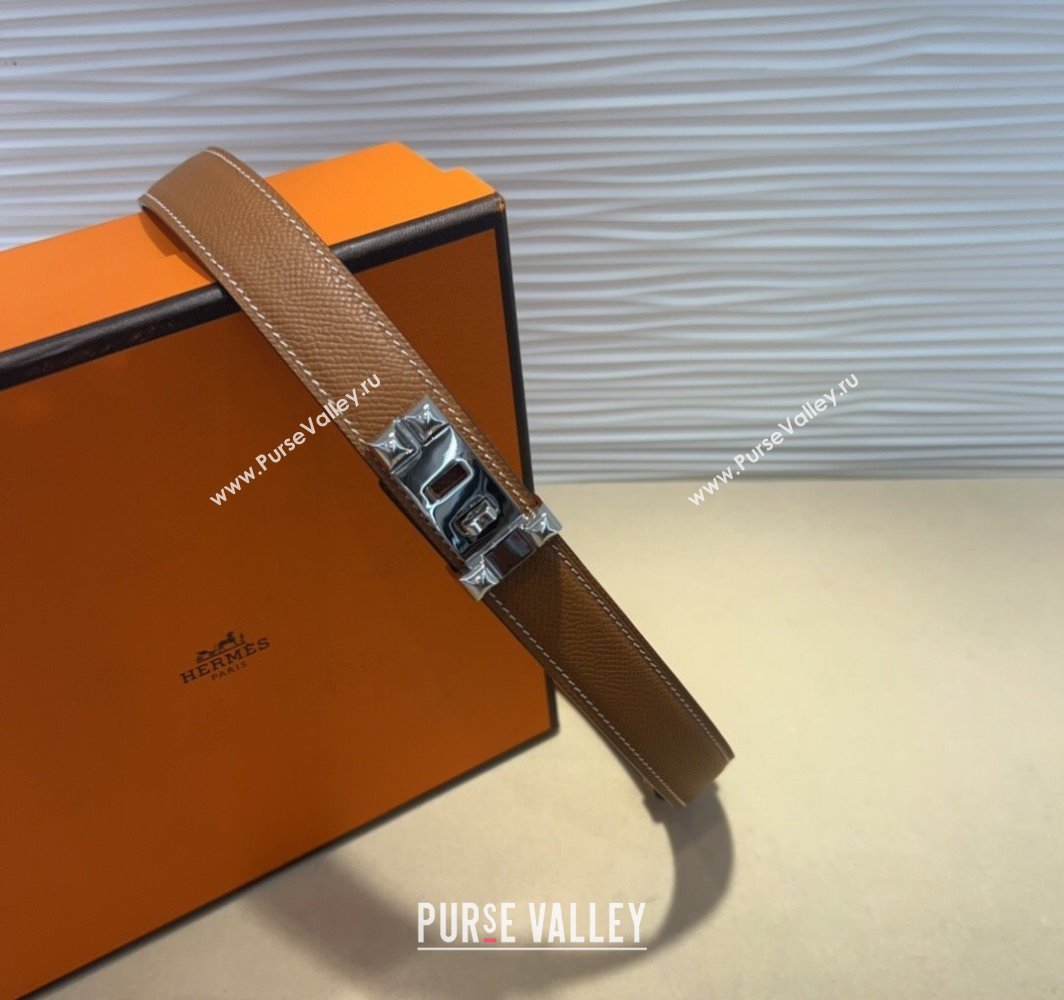 Hermes Collier de Chien Belt 2.5cm in Madame Calfskin with Silver Hardware Brown 2025 0314 (99-250314088)