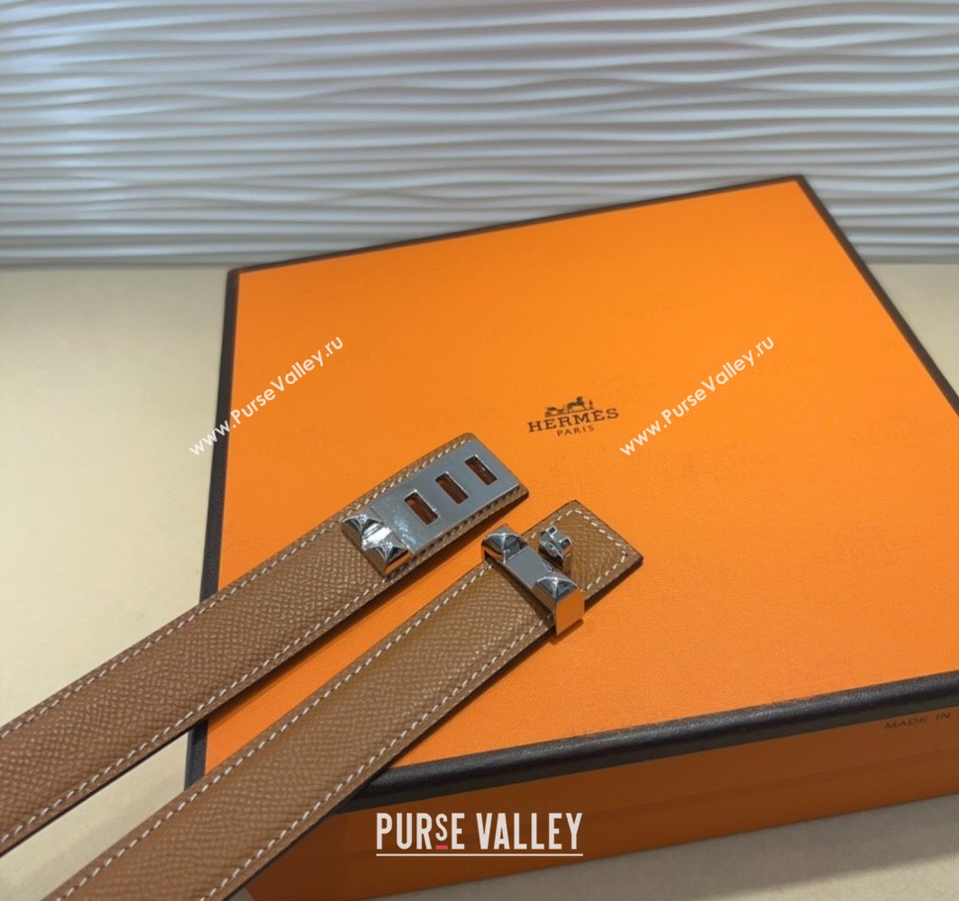 Hermes Collier de Chien Belt 2.5cm in Madame Calfskin with Silver Hardware Brown 2025 0314 (99-250314088)