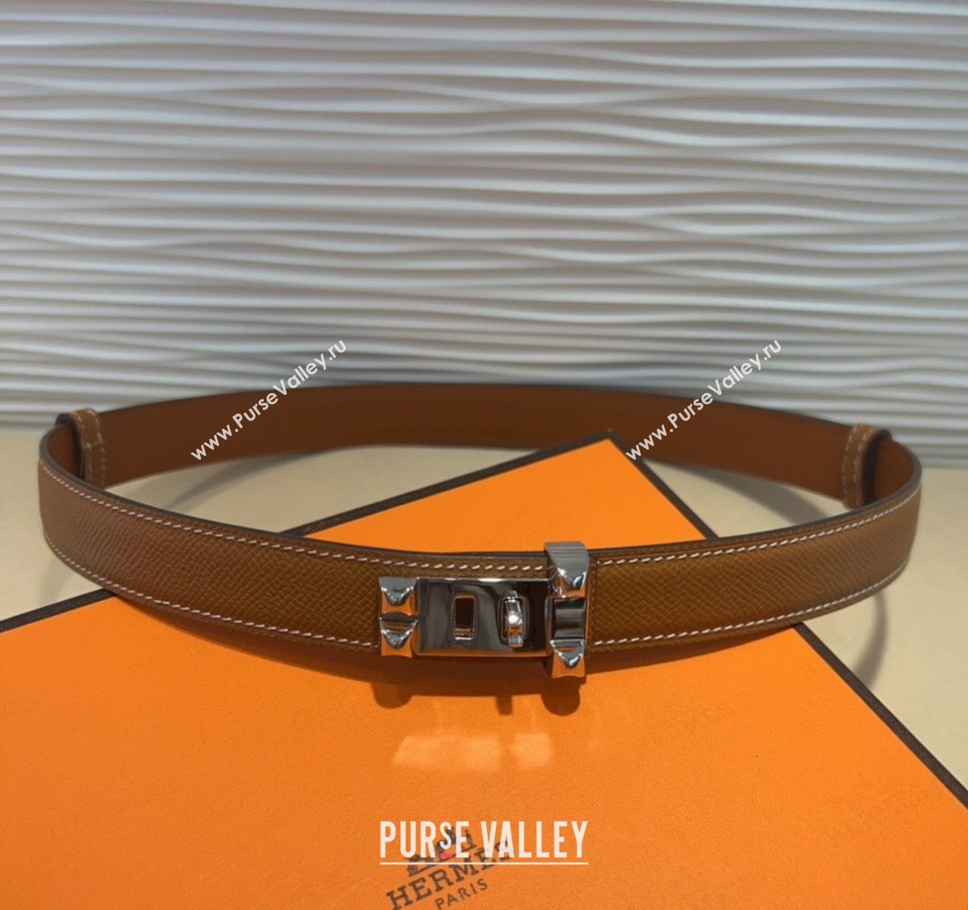 Hermes Collier de Chien Belt 2.5cm in Madame Calfskin with Silver Hardware Brown 2025 0314 (99-250314088)