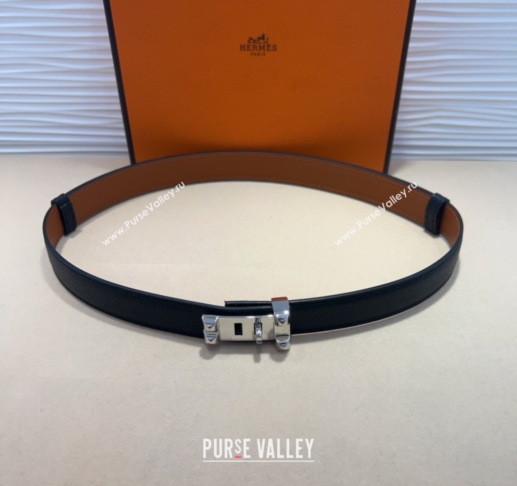 Hermes Collier de Chien Belt 2.5cm in Madame Calfskin with Silver Hardware Black 2025 0314 (99-250314089)