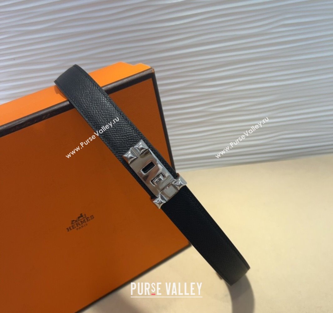 Hermes Collier de Chien Belt 2.5cm in Madame Calfskin with Silver Hardware Black 2025 0314 (99-250314089)
