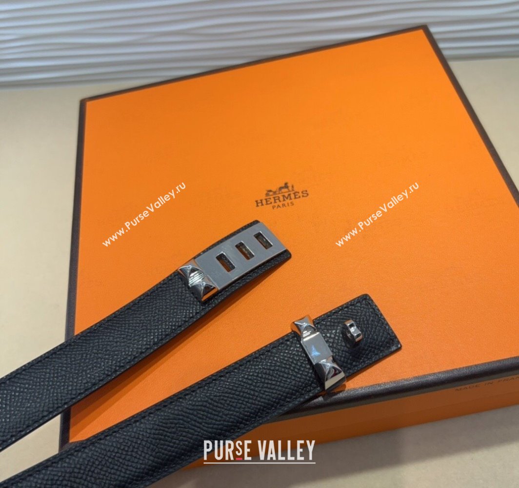 Hermes Collier de Chien Belt 2.5cm in Madame Calfskin with Silver Hardware Black 2025 0314 (99-250314089)
