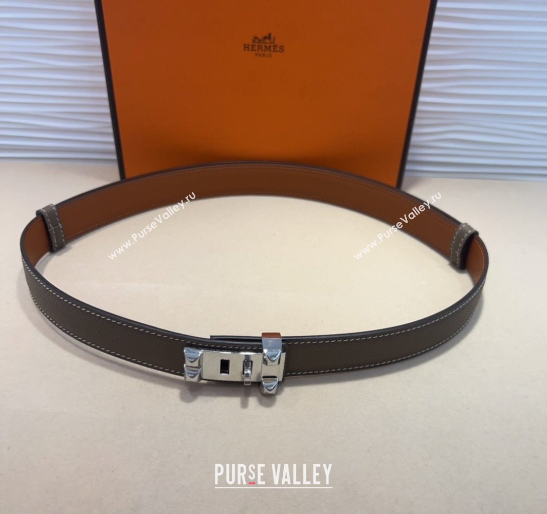 Hermes Collier de Chien Belt 2.5cm in Madame Calfskin with Silver Hardware Grey 2025 0314 (99-250314090)