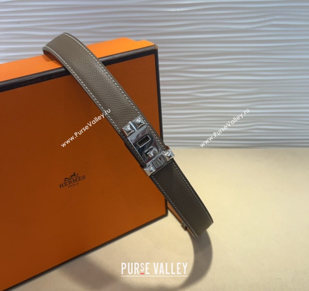 Hermes Collier de Chien Belt 2.5cm in Madame Calfskin with Silver Hardware Grey 2025 0314 (99-250314090)