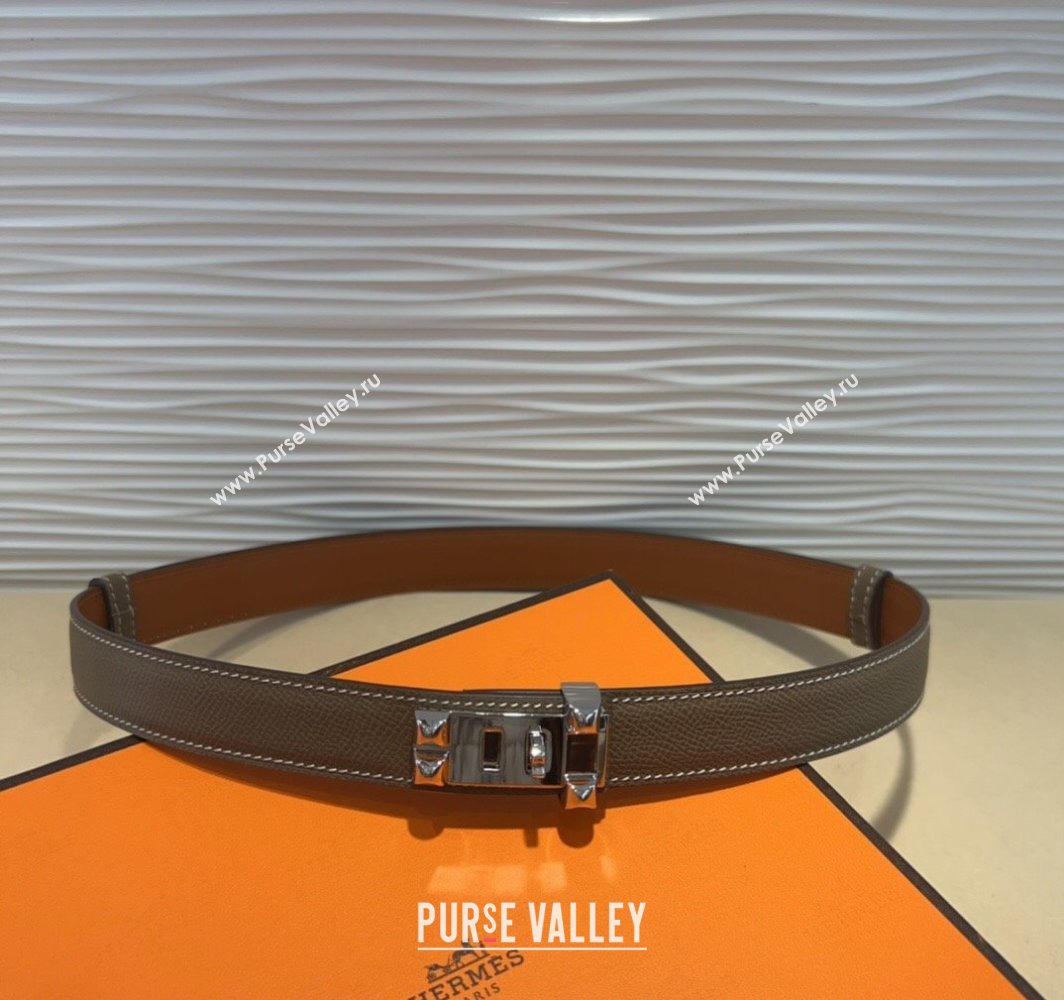 Hermes Collier de Chien Belt 2.5cm in Madame Calfskin with Silver Hardware Grey 2025 0314 (99-250314090)