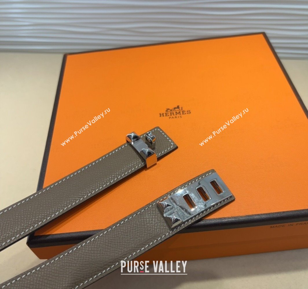 Hermes Collier de Chien Belt 2.5cm in Madame Calfskin with Silver Hardware Grey 2025 0314 (99-250314090)