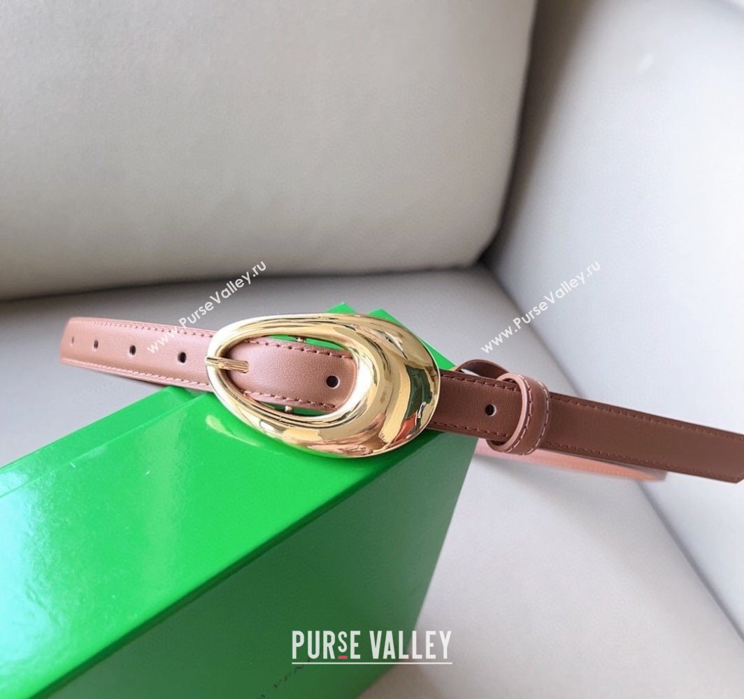Bottega Veneta Soft Calfskin Belt 2cm with Gold Pin Buckle Light Brown 2025 0315 (99-250315069)