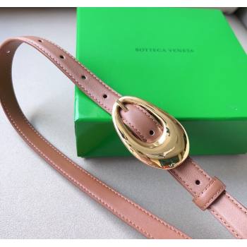Bottega Veneta Soft Calfskin Belt 2cm with Gold Pin Buckle Light Brown 2025 0315 (99-250315069)