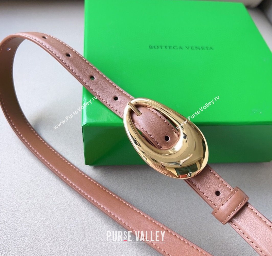 Bottega Veneta Soft Calfskin Belt 2cm with Gold Pin Buckle Light Brown 2025 0315 (99-250315069)