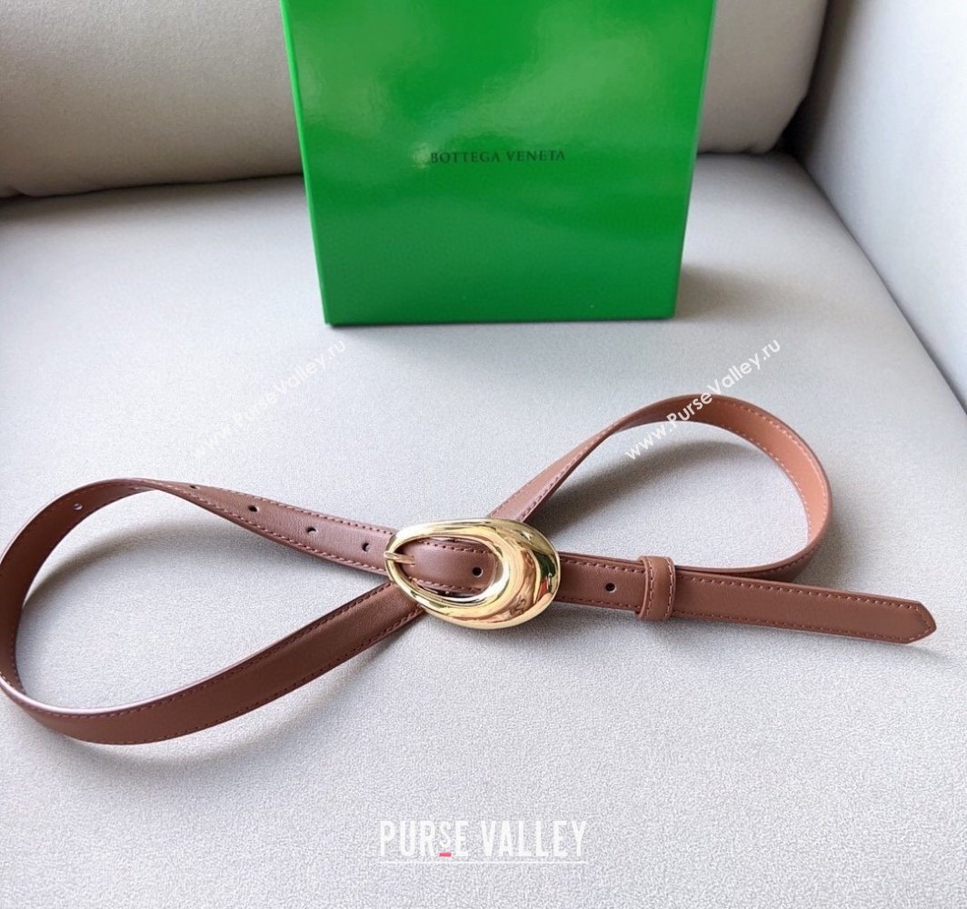 Bottega Veneta Soft Calfskin Belt 2cm with Gold Pin Buckle Light Brown 2025 0315 (99-250315069)