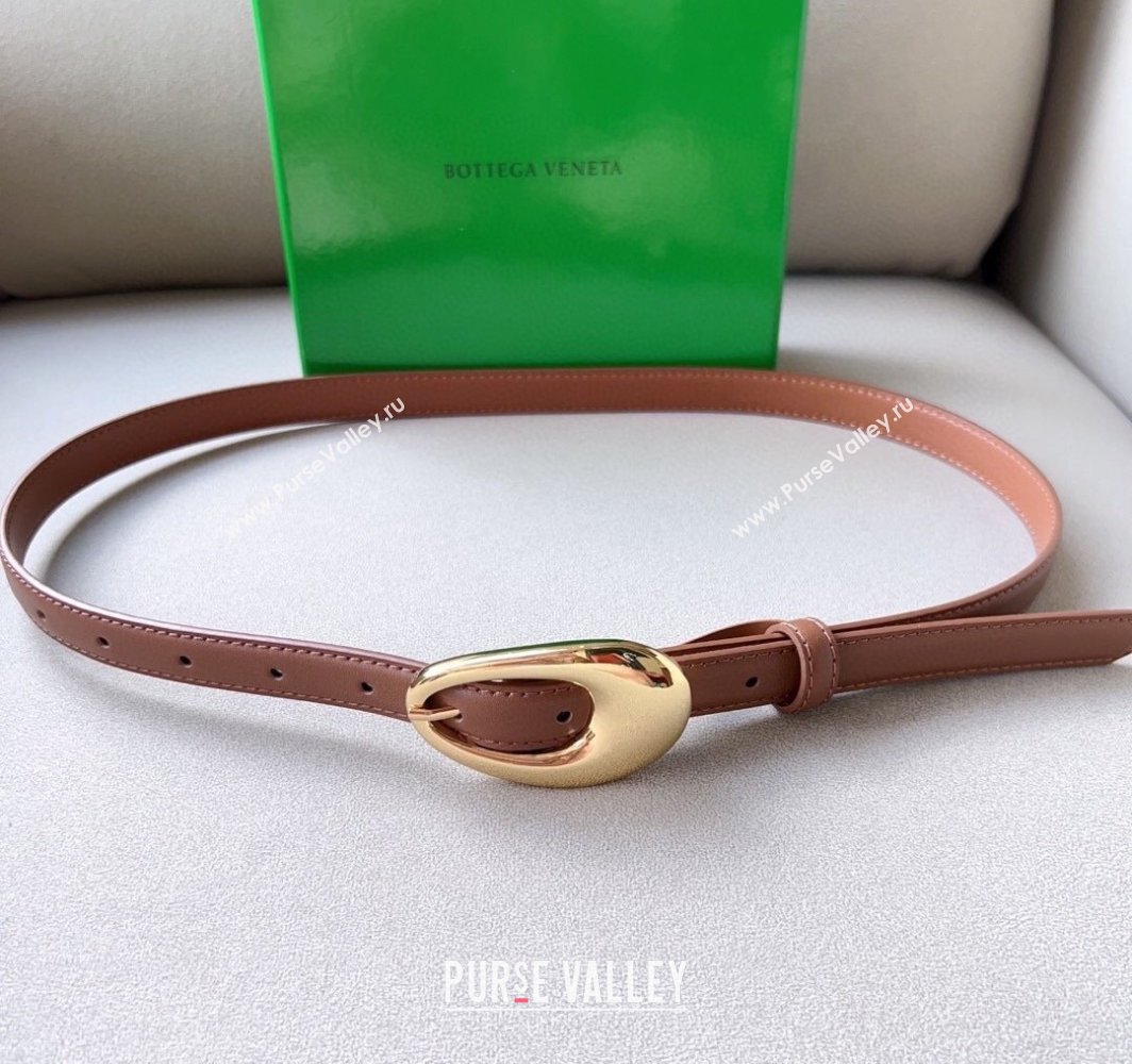 Bottega Veneta Soft Calfskin Belt 2cm with Gold Pin Buckle Light Brown 2025 0315 (99-250315069)