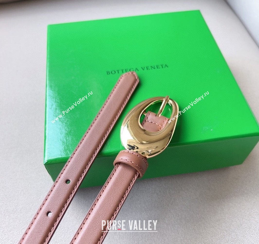 Bottega Veneta Soft Calfskin Belt 2cm with Gold Pin Buckle Light Brown 2025 0315 (99-250315069)