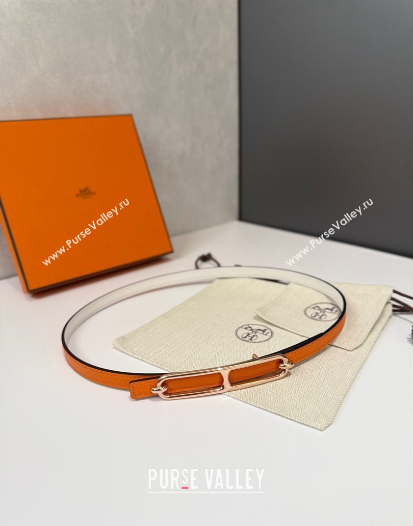 Hermes Roulis belt buckle Reversible leather strap 1.3cm Orange/Rose Gold 2025 0314 (99-250314079)