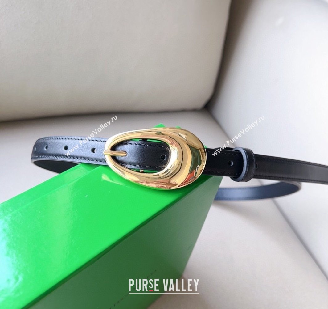 Bottega Veneta Soft Calfskin Belt 2cm with Gold Pin Buckle Black 2025 0315 (99-250315070)