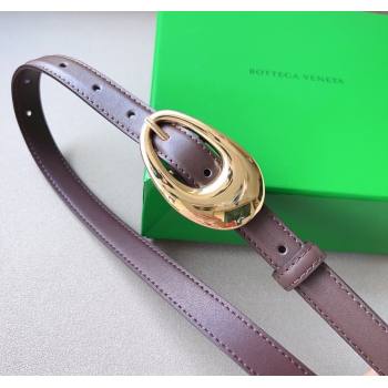 Bottega Veneta Soft Calfskin Belt 2cm with Gold Pin Buckle Dark Brown 2025 0315 (99-250315071)