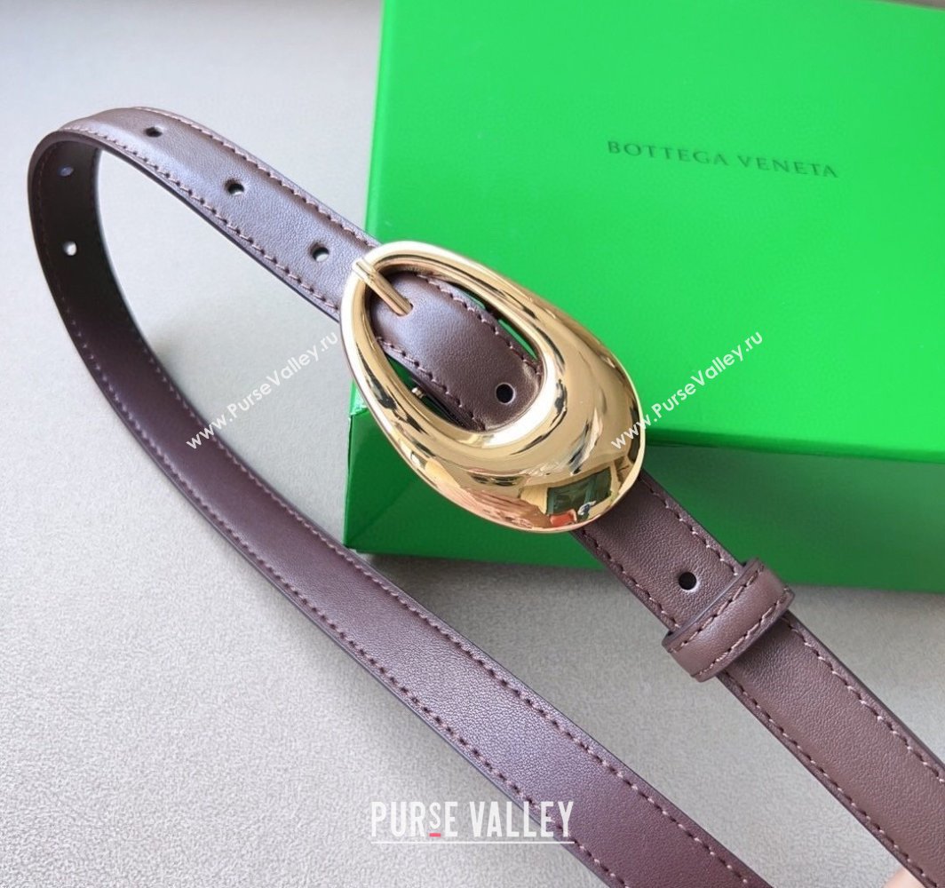 Bottega Veneta Soft Calfskin Belt 2cm with Gold Pin Buckle Dark Brown 2025 0315 (99-250315071)
