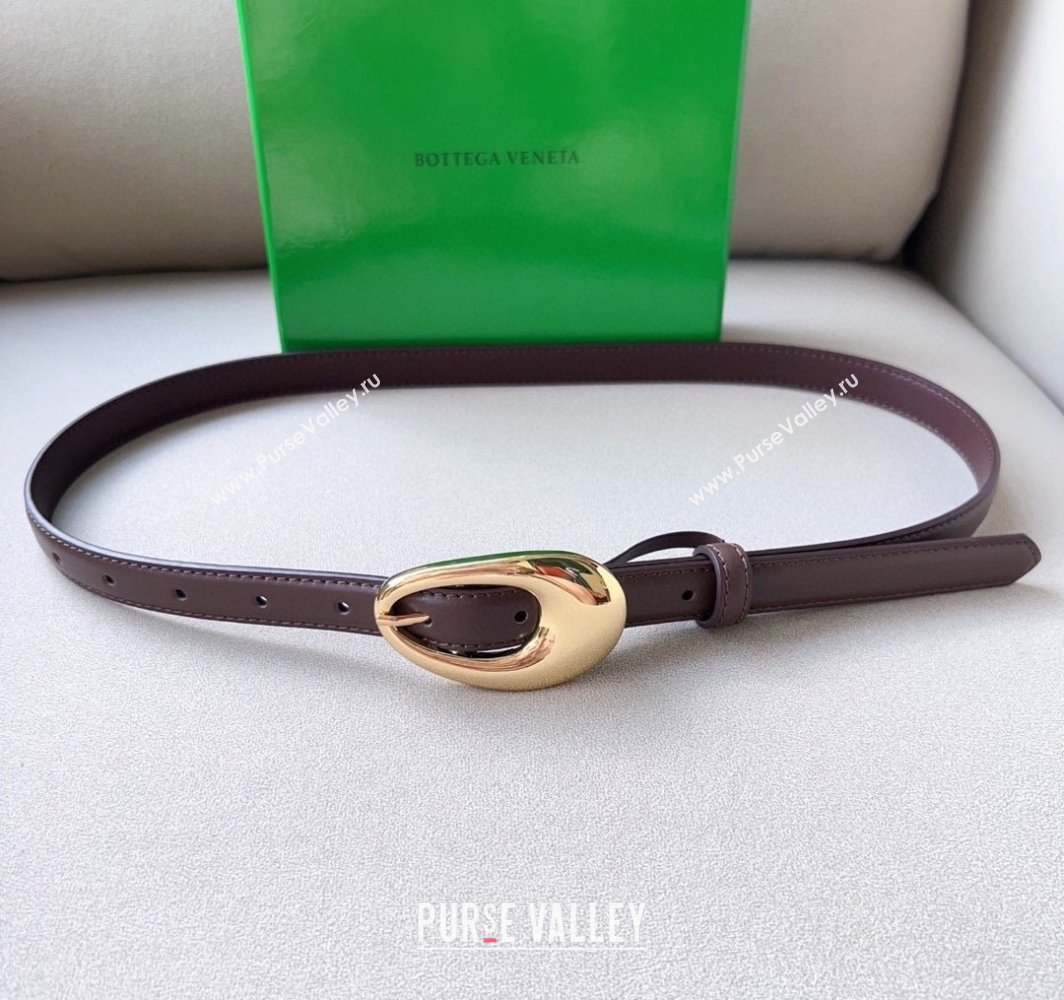 Bottega Veneta Soft Calfskin Belt 2cm with Gold Pin Buckle Dark Brown 2025 0315 (99-250315071)