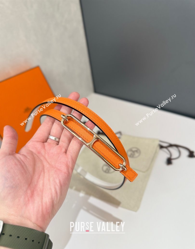 Hermes Roulis belt buckle Reversible leather strap 1.3cm Orange/Rose Gold 2025 0314 (99-250314079)