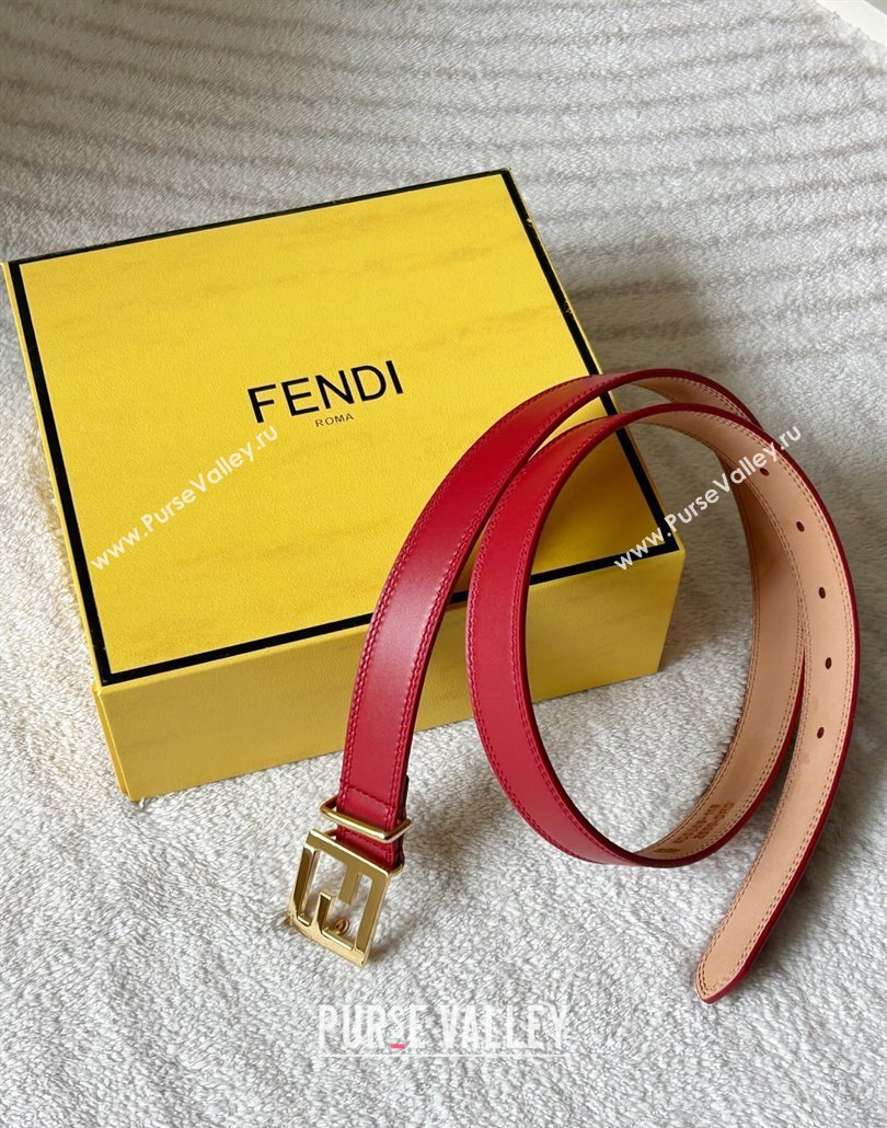 Fendi Womens Calfskin Belt 2.5cm with FF Buckle Red 2025 0315 (99-250315002)