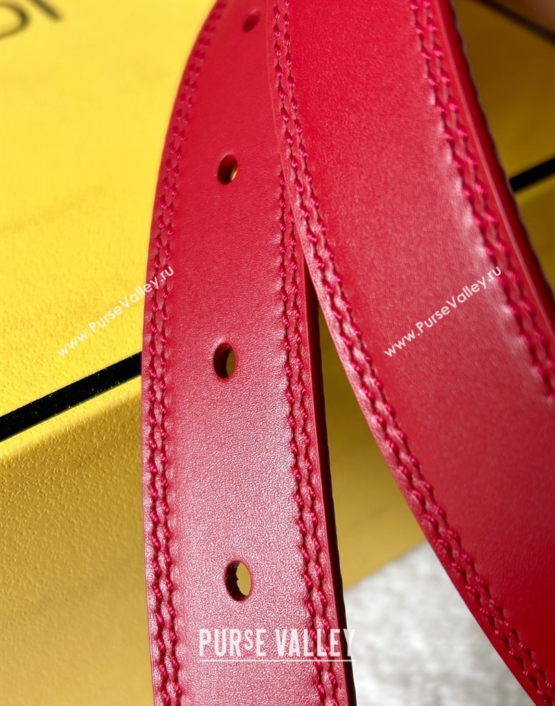 Fendi Womens Calfskin Belt 2.5cm with FF Buckle Red 2025 0315 (99-250315002)
