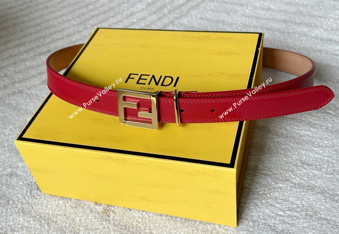 Fendi Womens Calfskin Belt 2.5cm with FF Buckle Red 2025 0315 (99-250315002)