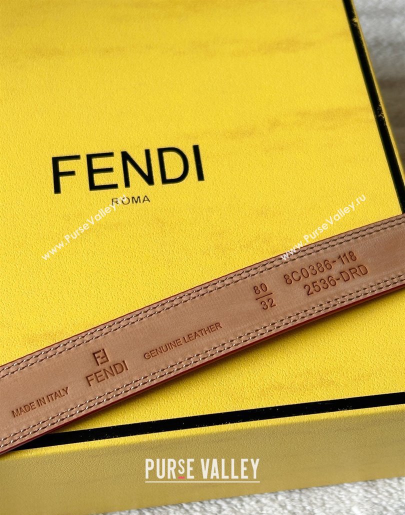 Fendi Womens Calfskin Belt 2.5cm with FF Buckle Red 2025 0315 (99-250315002)