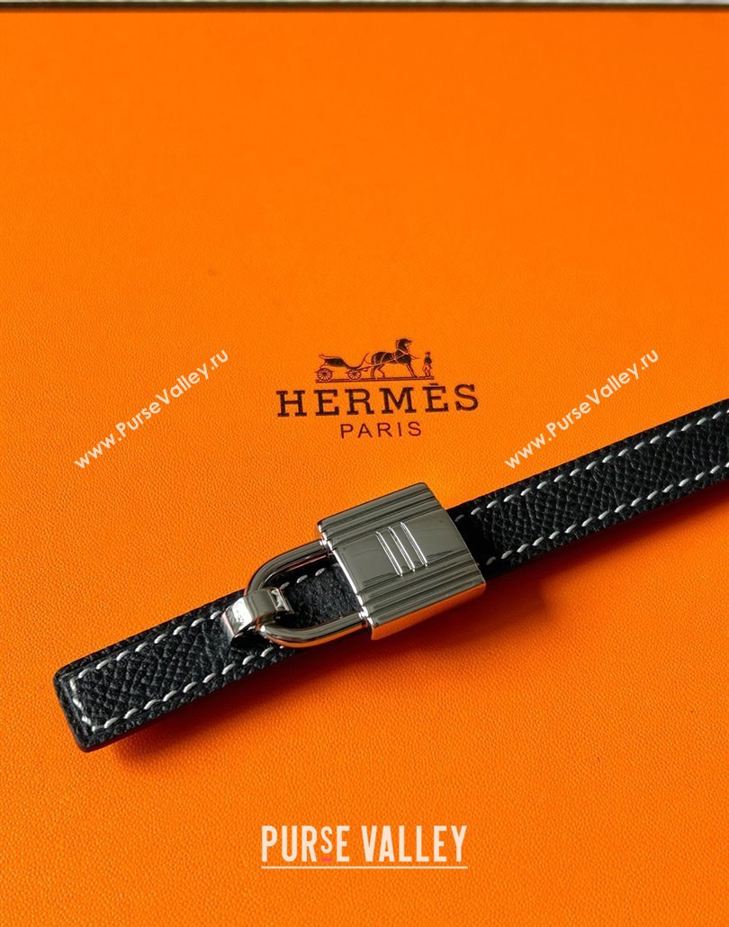 Hermes Romance belt buckle Reversible leather strap 1.3cm Black 2025 0314 (99-250314110)