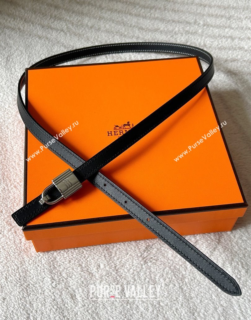 Hermes Romance belt buckle Reversible leather strap 1.3cm Black 2025 0314 (99-250314110)