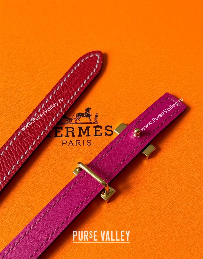 Hermes Focus belt buckle Reversible leather strap 1.3cm Dark Pink/Red 2025 0314 (99-250314111)