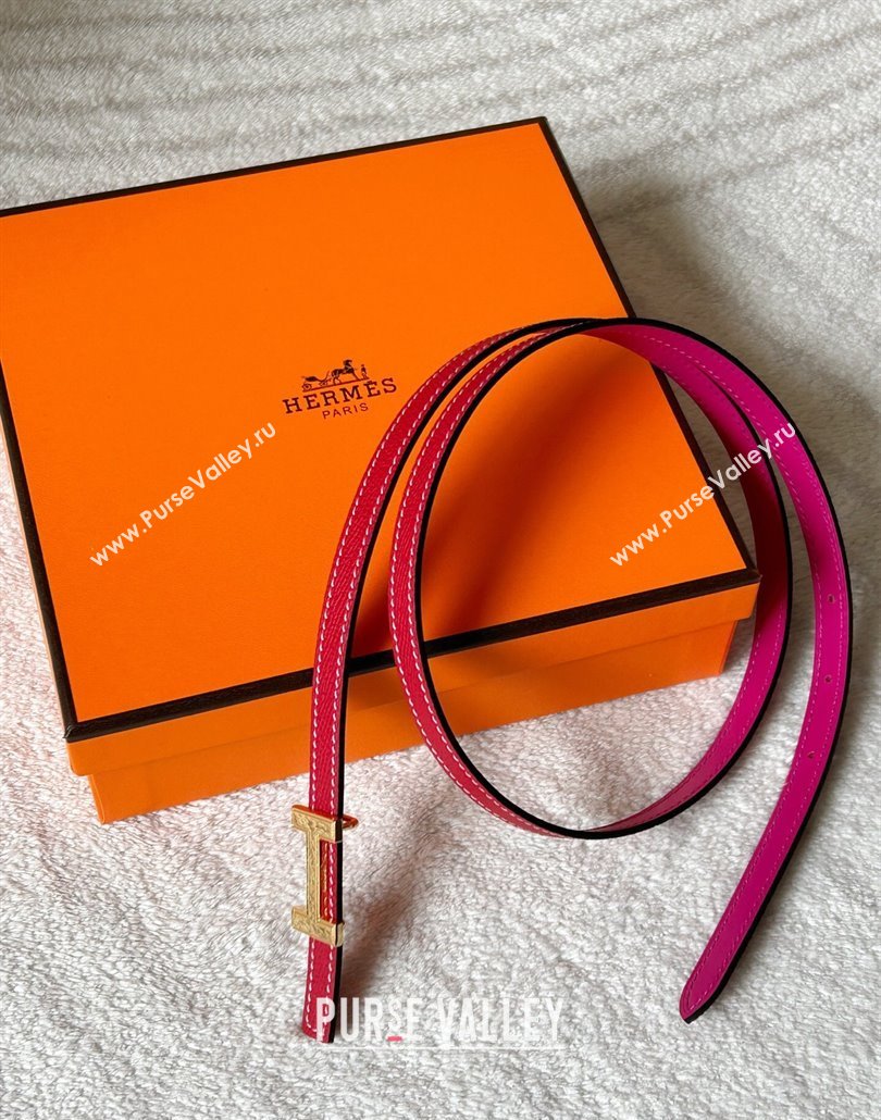 Hermes Focus belt buckle Reversible leather strap 1.3cm Dark Pink/Red 2025 0314 (99-250314111)