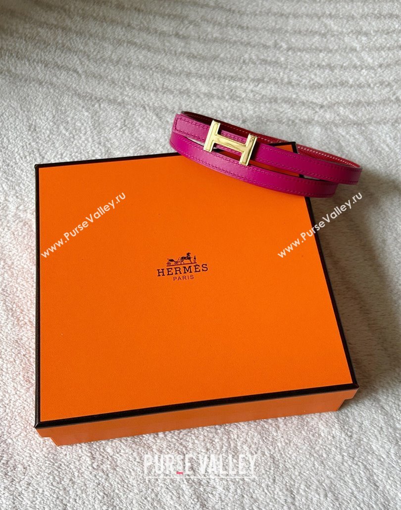 Hermes Focus belt buckle Reversible leather strap 1.3cm Dark Pink/Red 2025 0314 (99-250314111)