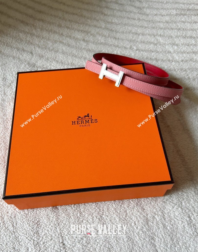 Hermes Focus belt buckle Reversible leather strap 1.3cm Red/Light Pink 2025 0314 (99-250314112)