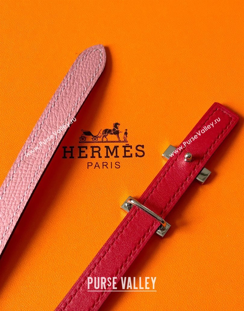 Hermes Focus belt buckle Reversible leather strap 1.3cm Red/Light Pink 2025 0314 (99-250314112)